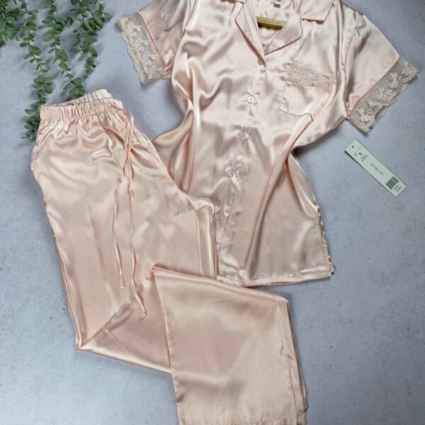 Bridal Silky satin pijama set with lace trim from Rachel Zoe S