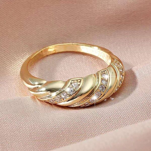Stainless steel gold pleated ring