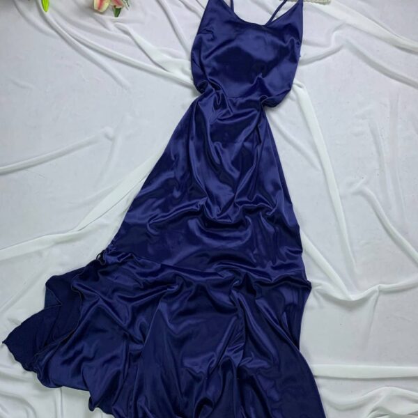 Royal blue Long italian satin lingerie  Size XL