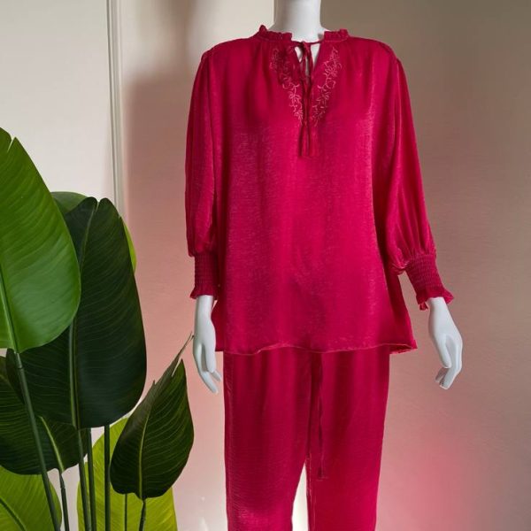 Satin elegant embroidered suit from Splash