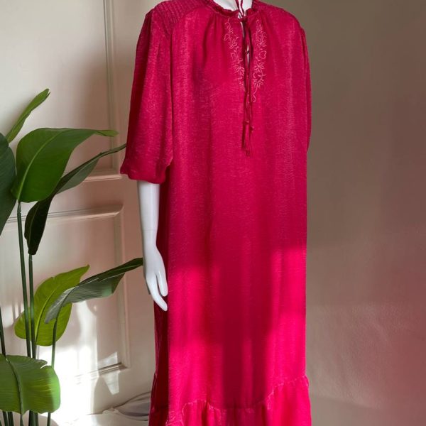 Women’s Fuchsia Satin Elegant Embroidered Dress from Splash