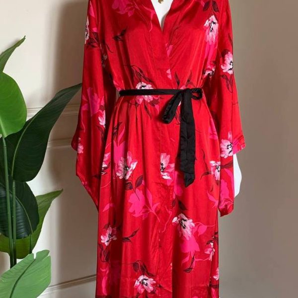Luxury Floral Long Satin Kimono Robe from Primark