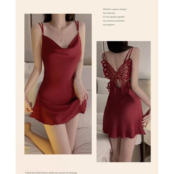 Silky satin sleek back butterfly babydoll