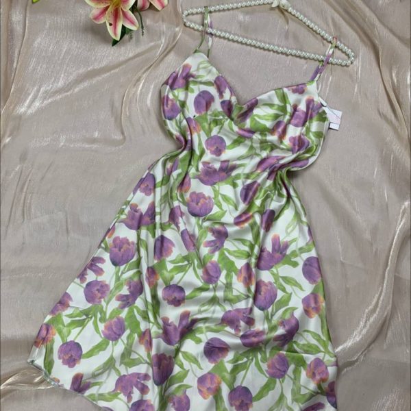 Korean-style silky satin lingerie dress