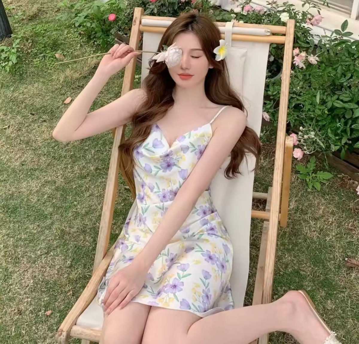 Korean-style silky satin lingerie dress - Image 2