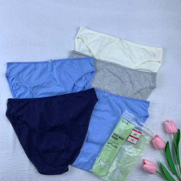 5 pack high waist bikini cotton panty From splash