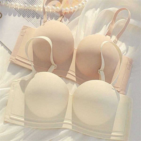 Unwired padded light push up laser cut balconette bra
