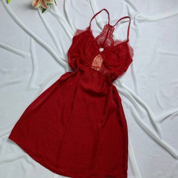 Silky satin lingerie with mesh Lace