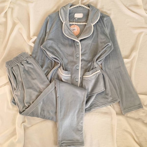 Cozy classic velvet piJama set turkish Fabric