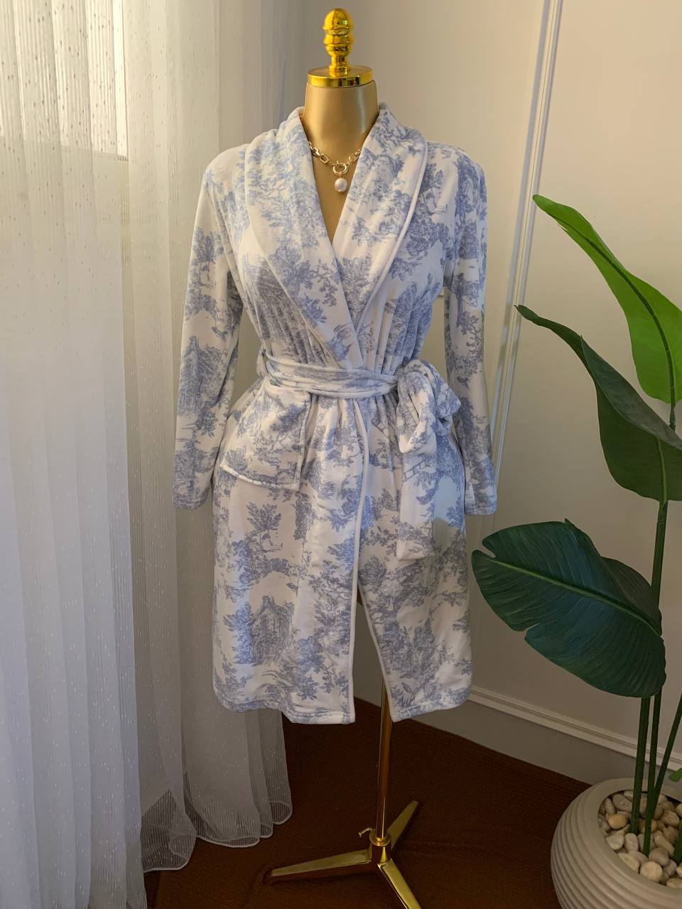 Elegant chique velvet classic kimono robe turkish fabric