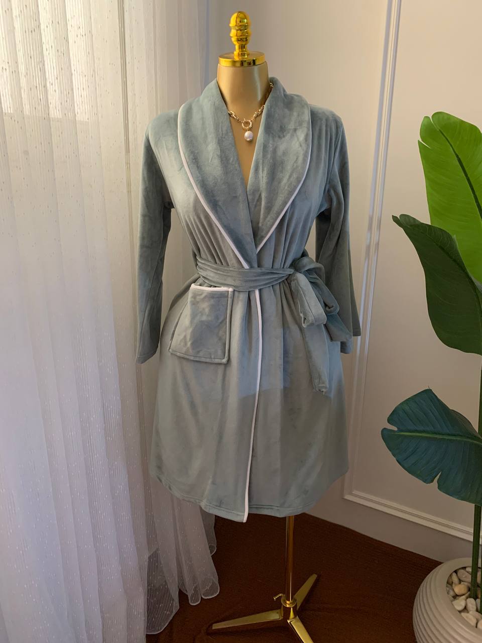 Elegant chique velvet classic kimono robe turkish fabric